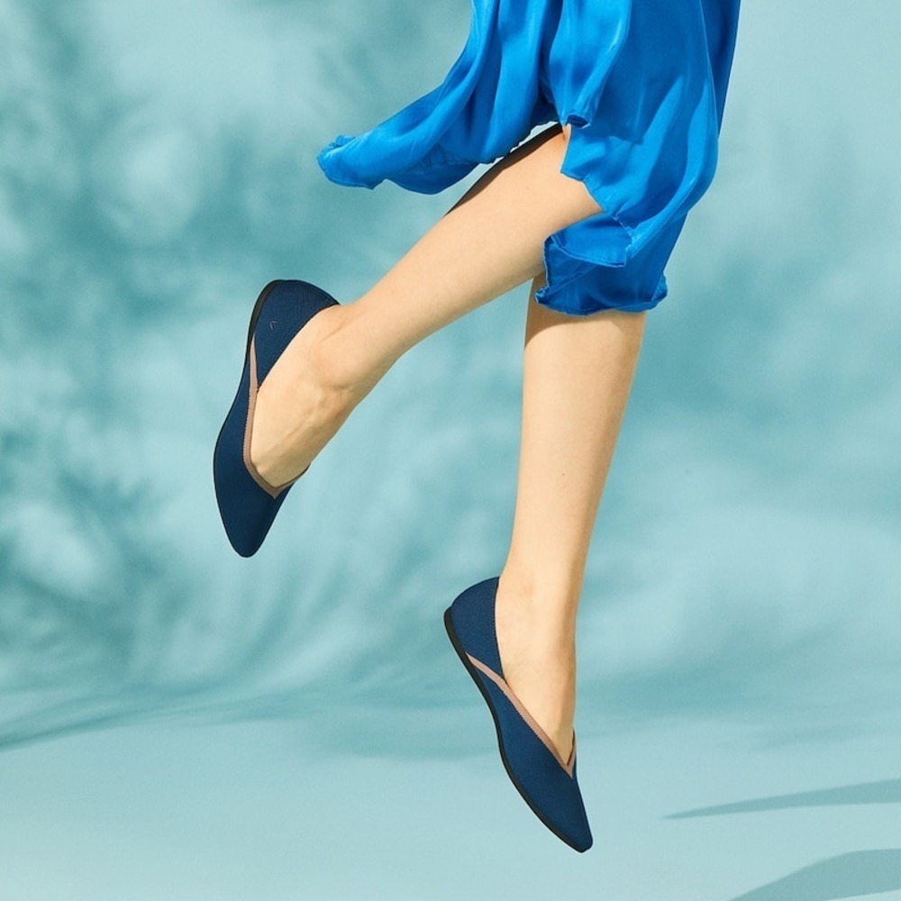 VIVAIA Pointed-Toe Knit Flats Comfortable Everyday Shoes Blue Size EU/41 US/9.5
